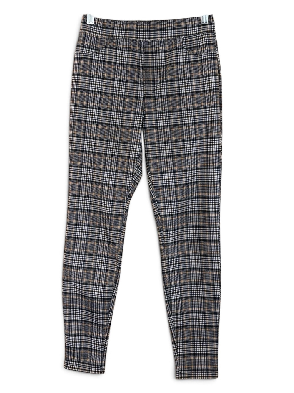 Sanctuary Anthropology Plaid Pull On Stretch Slim Fit Pants in Black & Brow